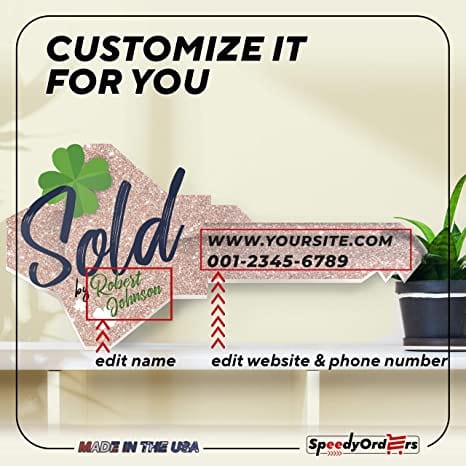 Real Estate Key Sign Customizable for Marketing: Clover Key - SpeedyOrders