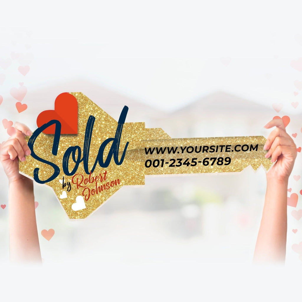 Real Estate Key Sign Customizable for Marketing: Heart Key - SpeedyOrders