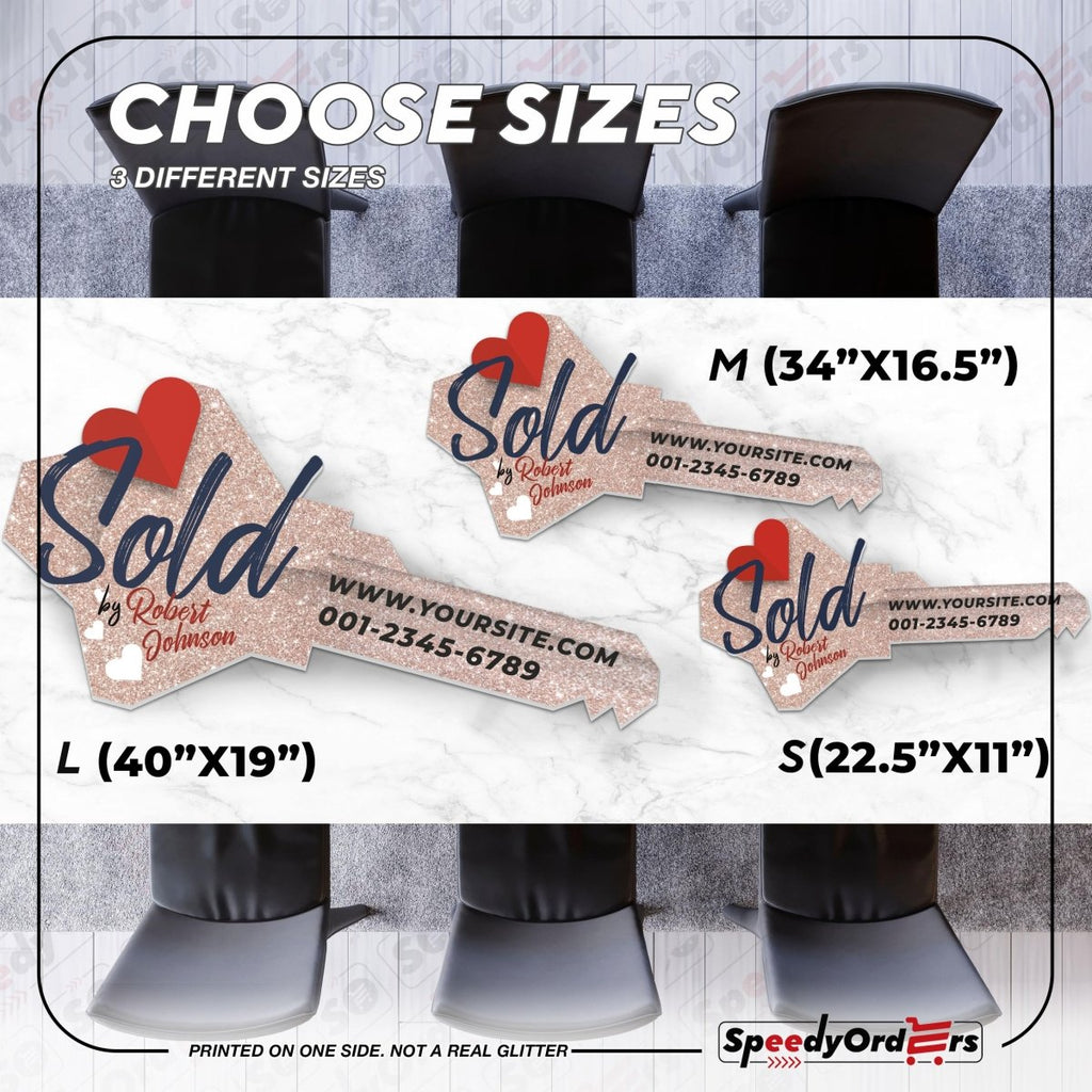 Real Estate Key Sign Customizable for Marketing: Heart Key - SpeedyOrders