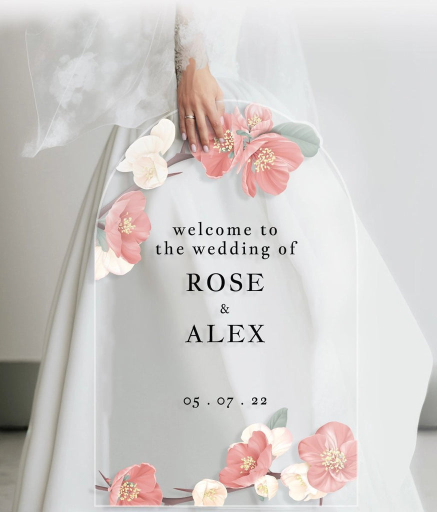 Red Hibiscus Wedding Ceremony Welcome Sign - SpeedyOrders