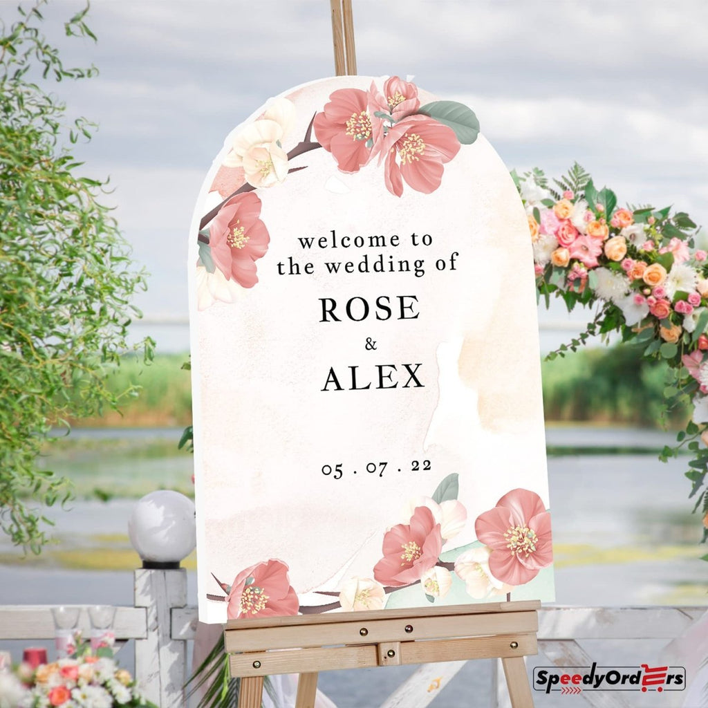 Red Hibiscus Wedding Ceremony Welcome Sign - SpeedyOrders
