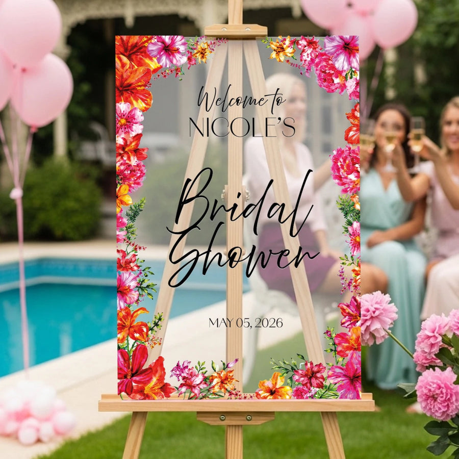 Custom Red Mirror Bridal Shower Welcome Sign | SpeedyOrders
