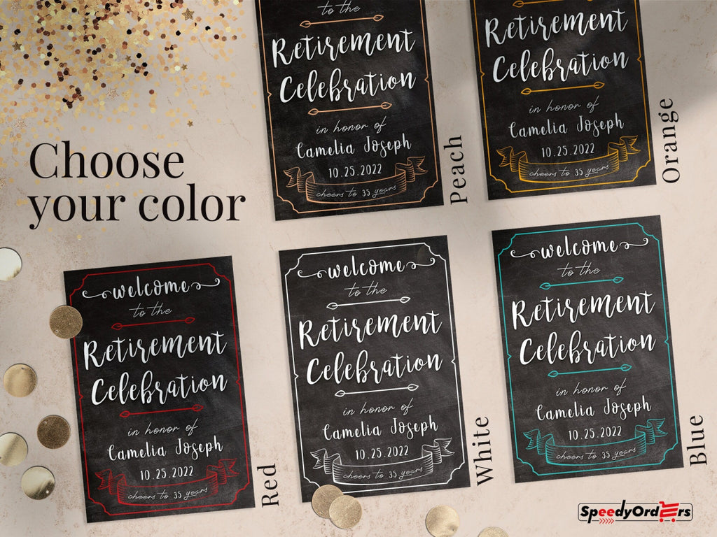 Retirement Party Welcome Sign - Retirement Celebration Banner - SpeedyOrders