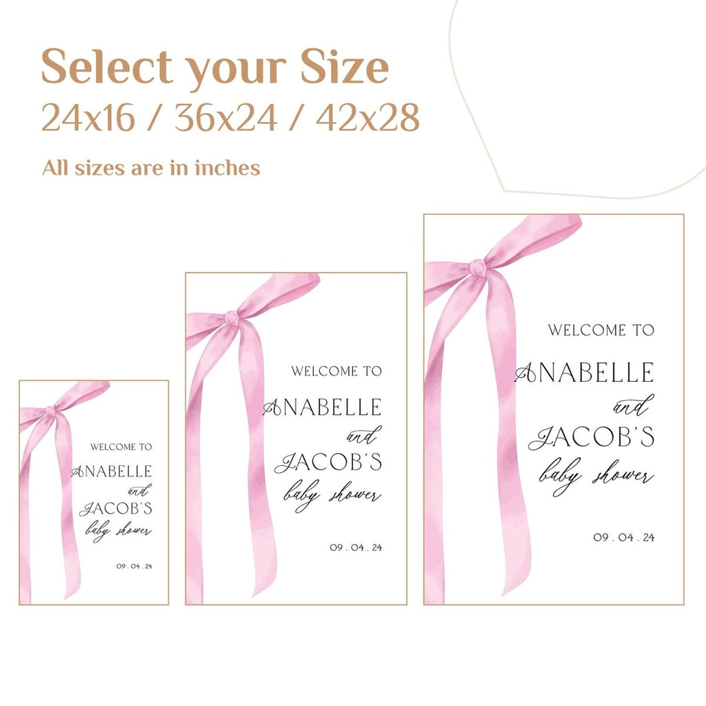 Ribbon Baby Shower Entrance Sign - Customizable & Elegant Welcome Decor - SpeedyOrders
