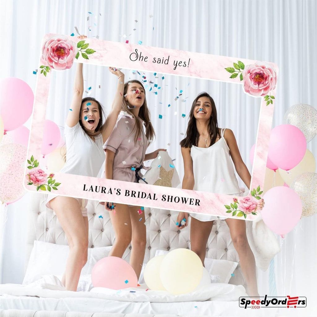 Rose Pink Bridal Shower Photo Booth Frame - SpeedyOrders