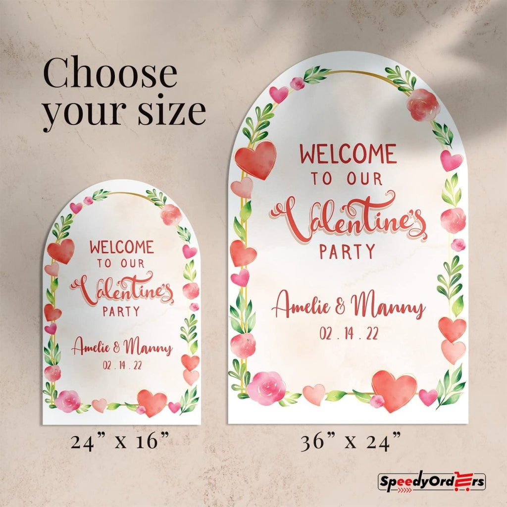 Roses and Hearts Custom Valentines Day Welcome Sign - SpeedyOrders