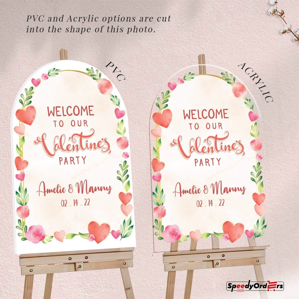 Roses and Hearts Custom Valentines Day Welcome Sign - SpeedyOrders