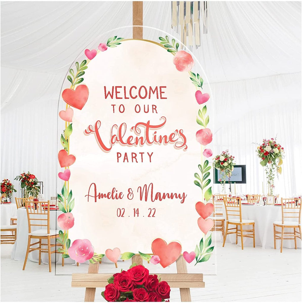 Roses and Hearts Custom Valentines Day Welcome Sign - SpeedyOrders