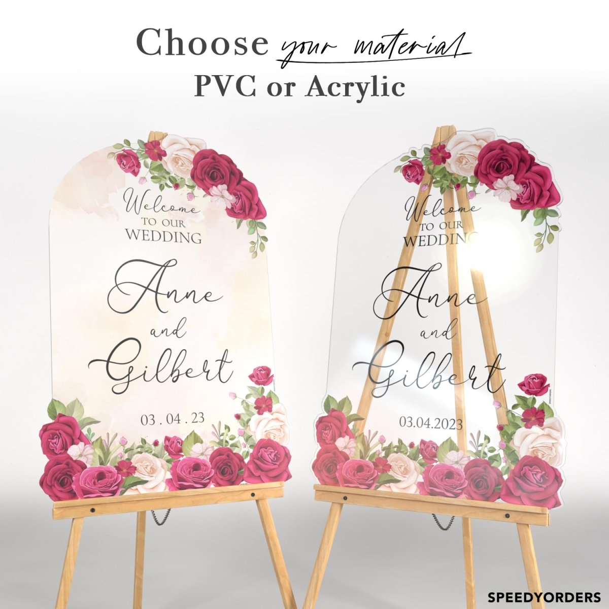 Roses Personalized Wedding Welcome Sign – SpeedyOrders
