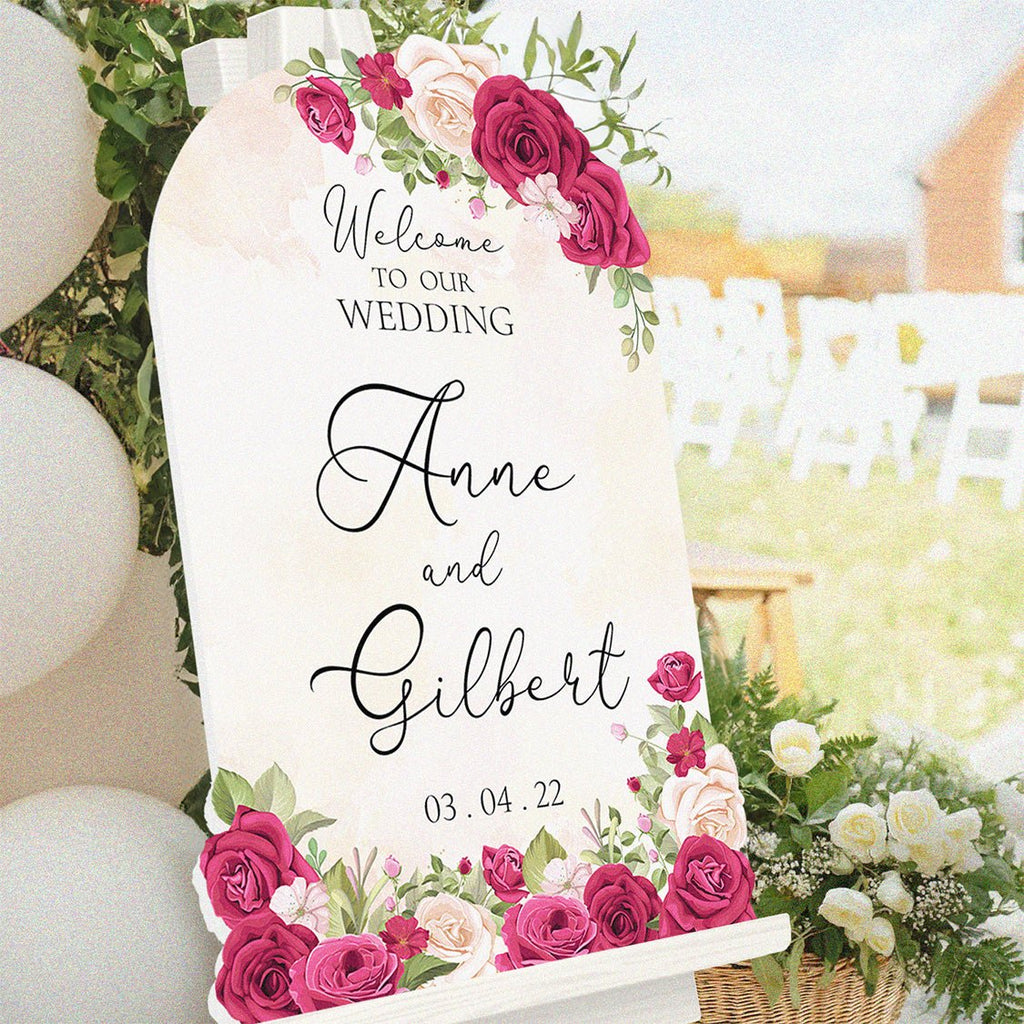 Roses Personalized Wedding Welcome Sign - SpeedyOrders