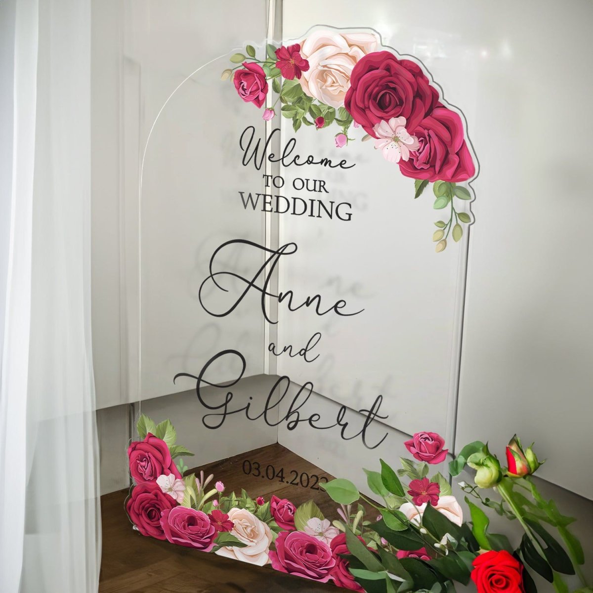Roses Personalized Wedding Welcome Sign – SpeedyOrders