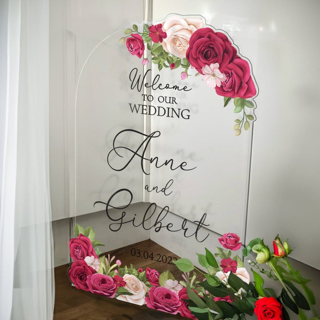 Roses Personalized Wedding Welcome Sign - SpeedyOrders