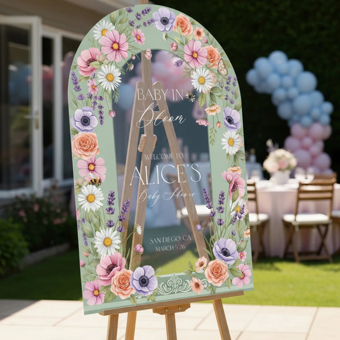 Baby in Bloom Baby Shower Sign — Sage Wildflower Arch