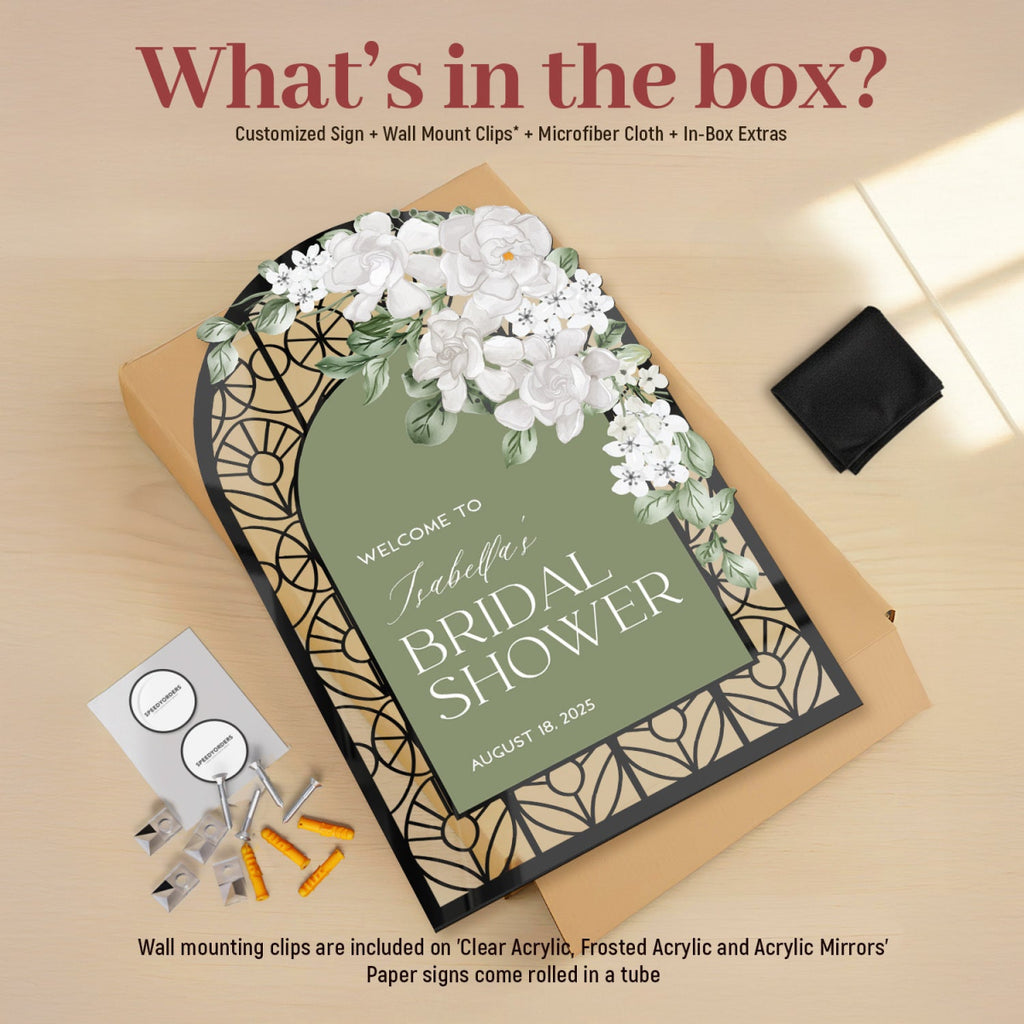 Sage Bridal Shower Sign, Custom Stained Glass Bridal Shower Welcome Signs - SpeedyOrders