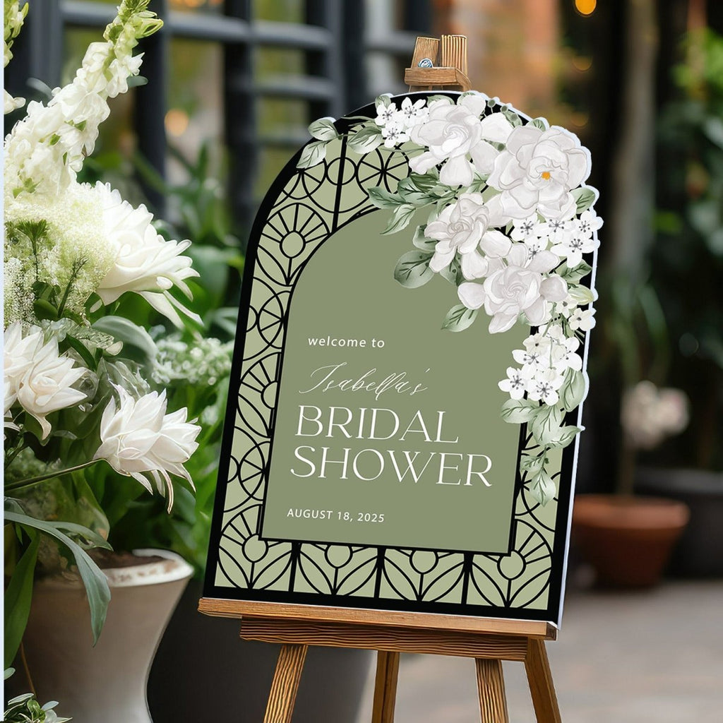 Sage Bridal Shower Sign, Custom Stained Glass Bridal Shower Welcome Signs - SpeedyOrders