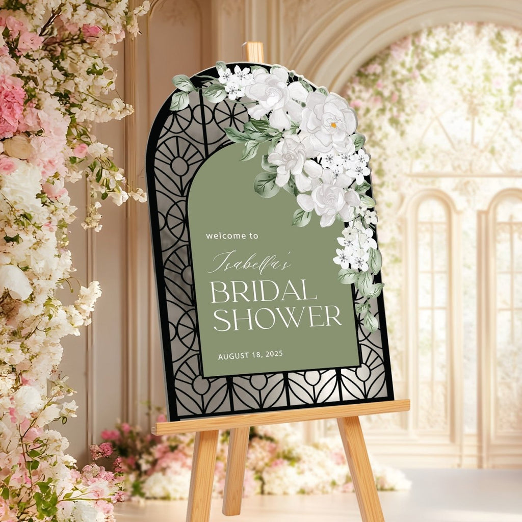 Sage Bridal Shower Sign, Custom Stained Glass Bridal Shower Welcome Signs - SpeedyOrders