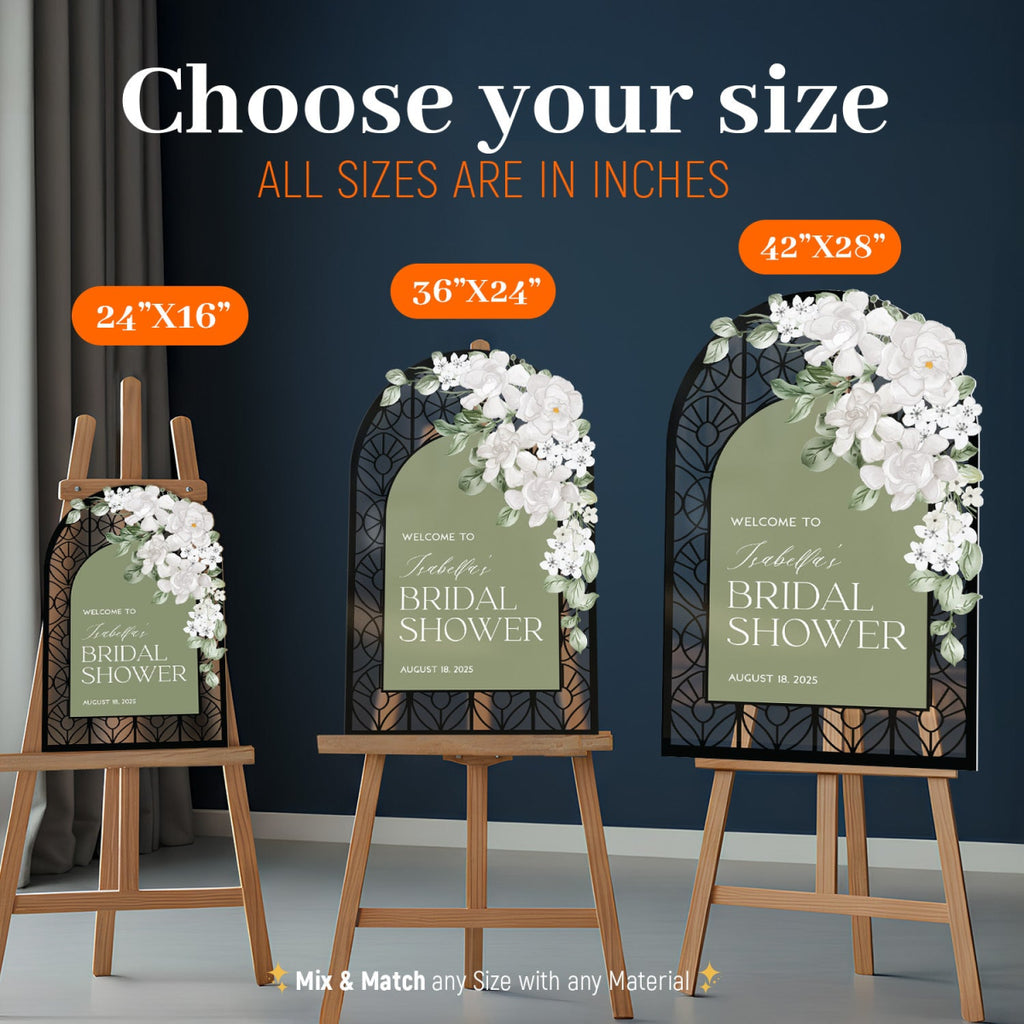 Sage Bridal Shower Sign, Custom Stained Glass Bridal Shower Welcome Signs - SpeedyOrders