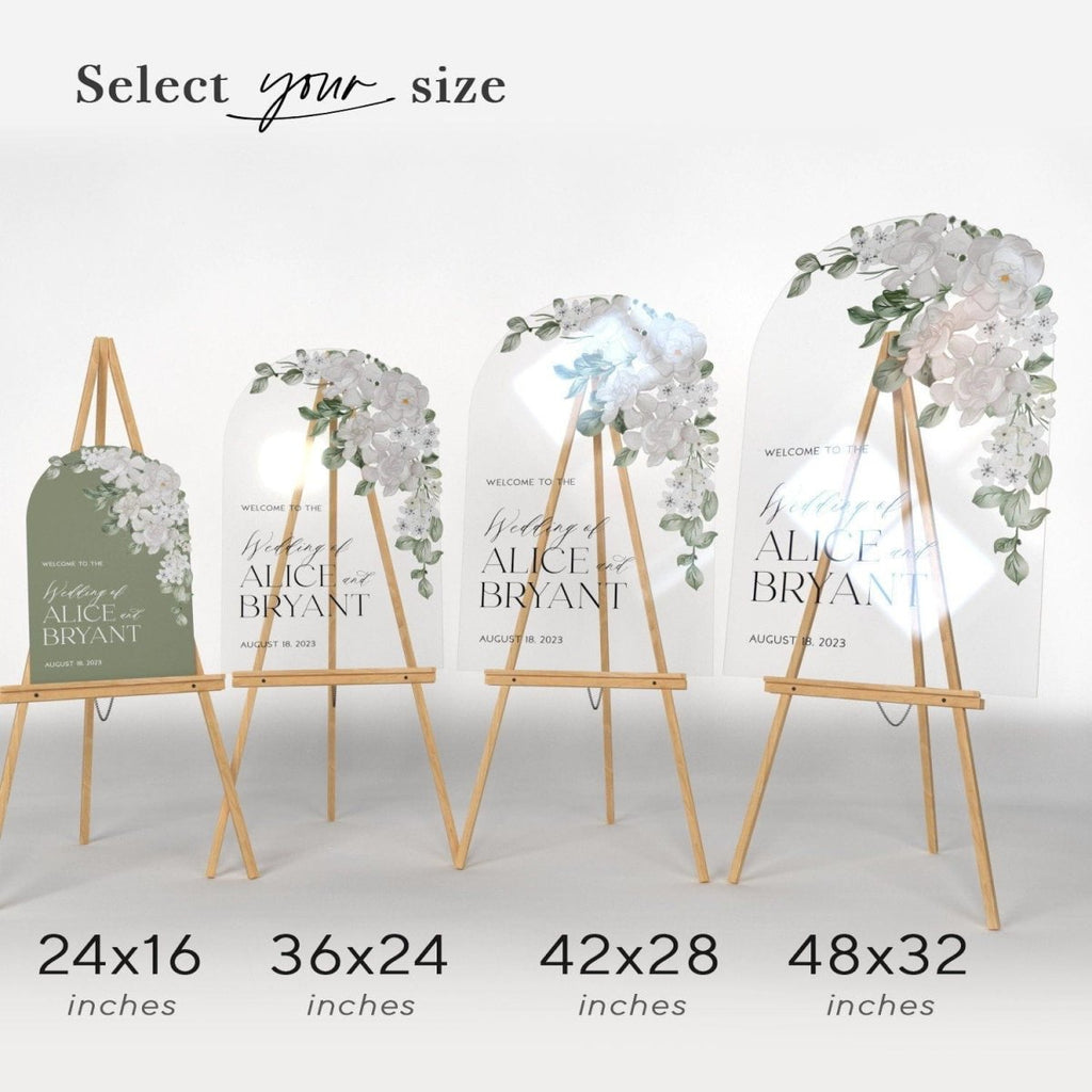 Sage Green Wedding Sign, White Floral Wedding Sign, Floral Wedding Decorations - SpeedyOrders