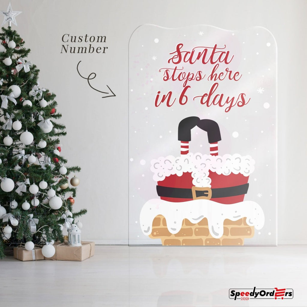 Santa Stops Here Sign, Custom Santa Christmas Sign - SpeedyOrders