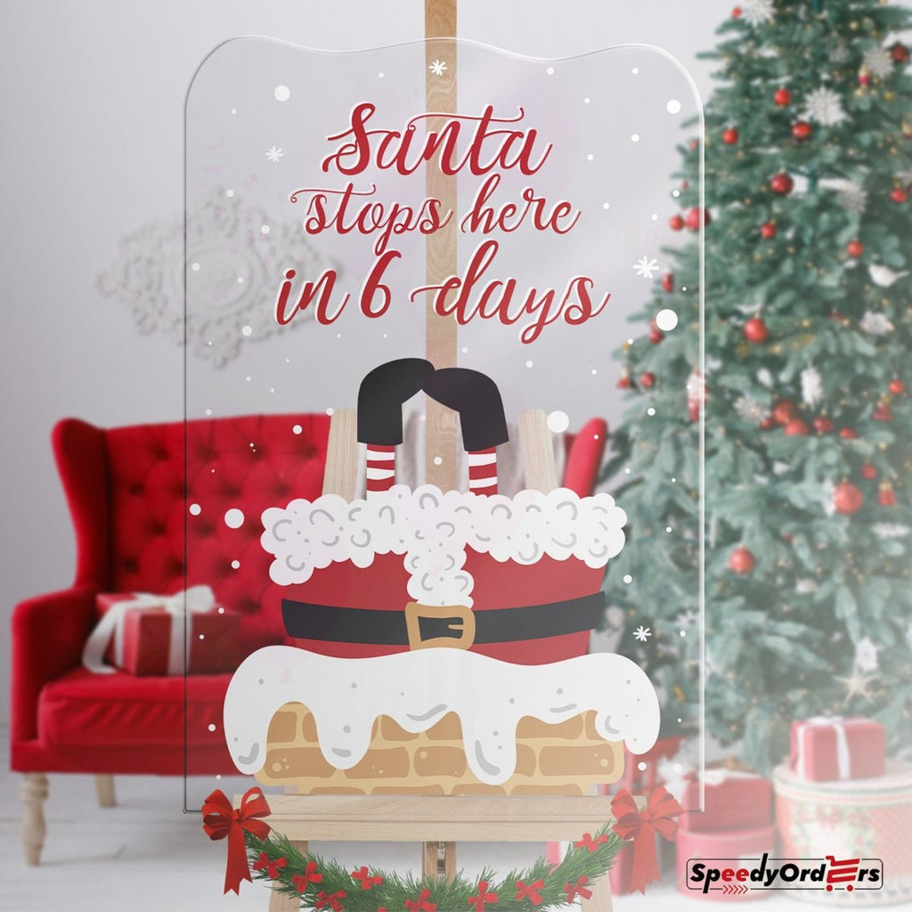 Santa Stops Here Sign, Custom Santa Christmas Sign - SpeedyOrders