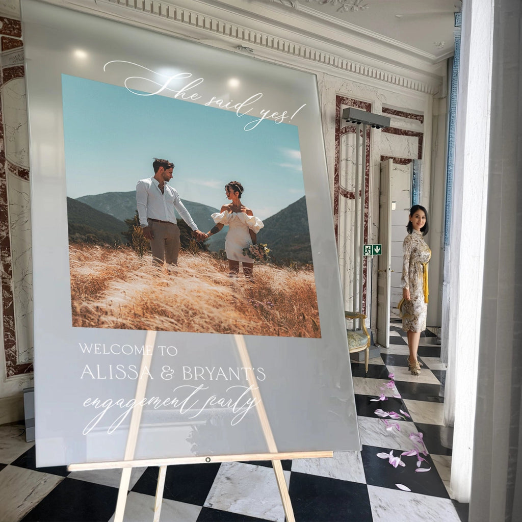 She Said Yes Engagement Sign, Engagement Photo Sign - SpeedyOrders