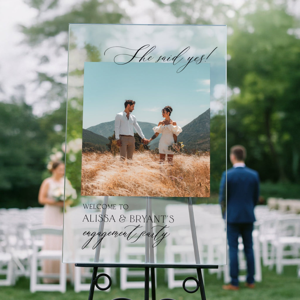 She Said Yes Engagement Sign, Engagement Photo Sign - SpeedyOrders