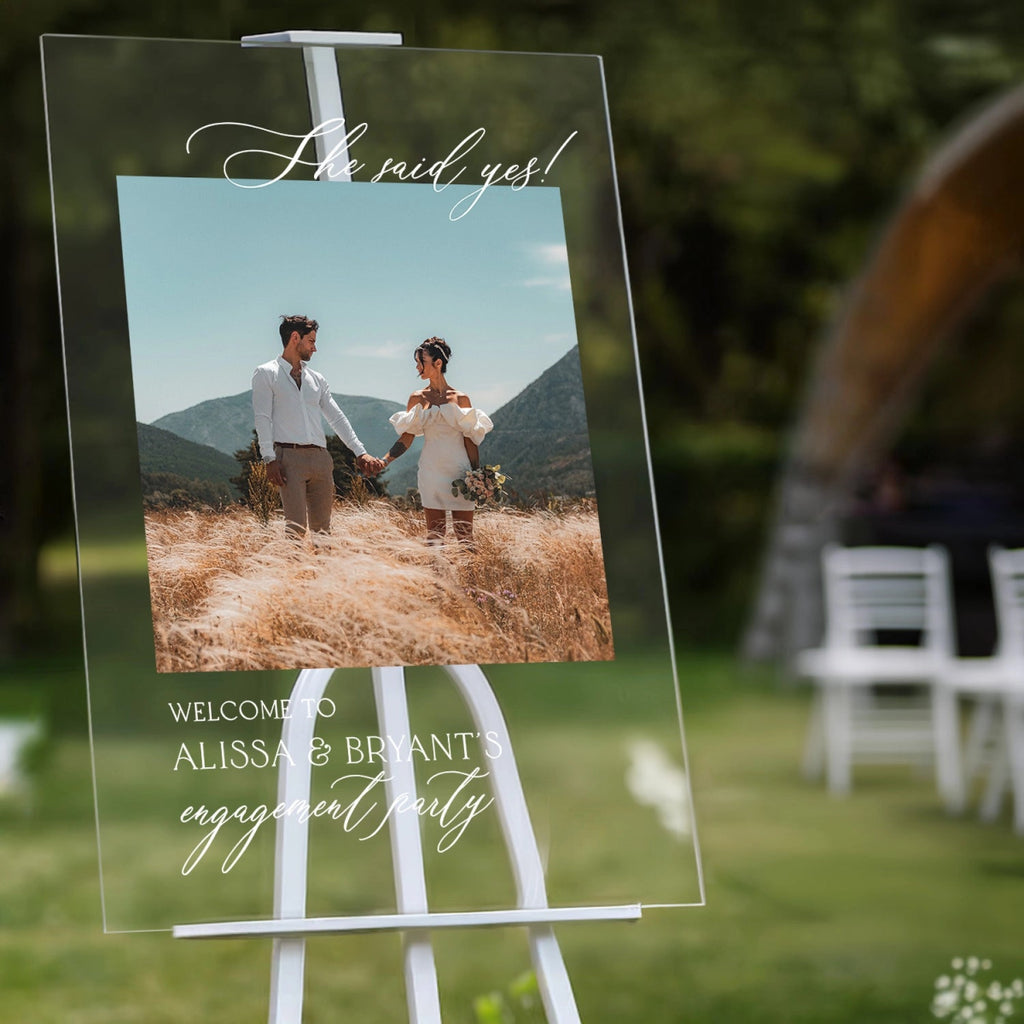 She Said Yes Engagement Sign, Engagement Photo Sign - SpeedyOrders