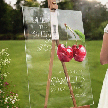 She's The Cherry On Top Bridal Shower Sign, Simple Modern Bridal Shower Entrance Sign - SpeedyOrders