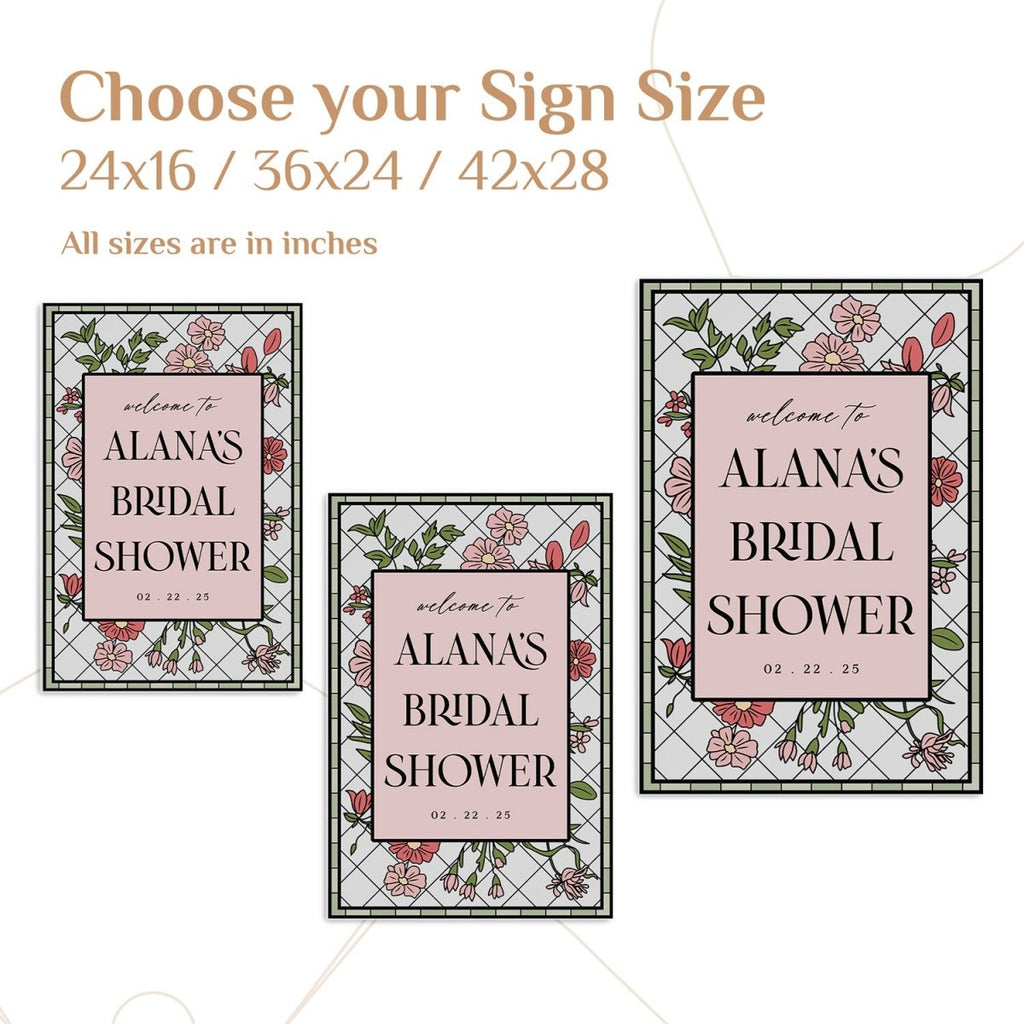 Stain Glass Wildflowers Bridal Shower Sign - SpeedyOrders