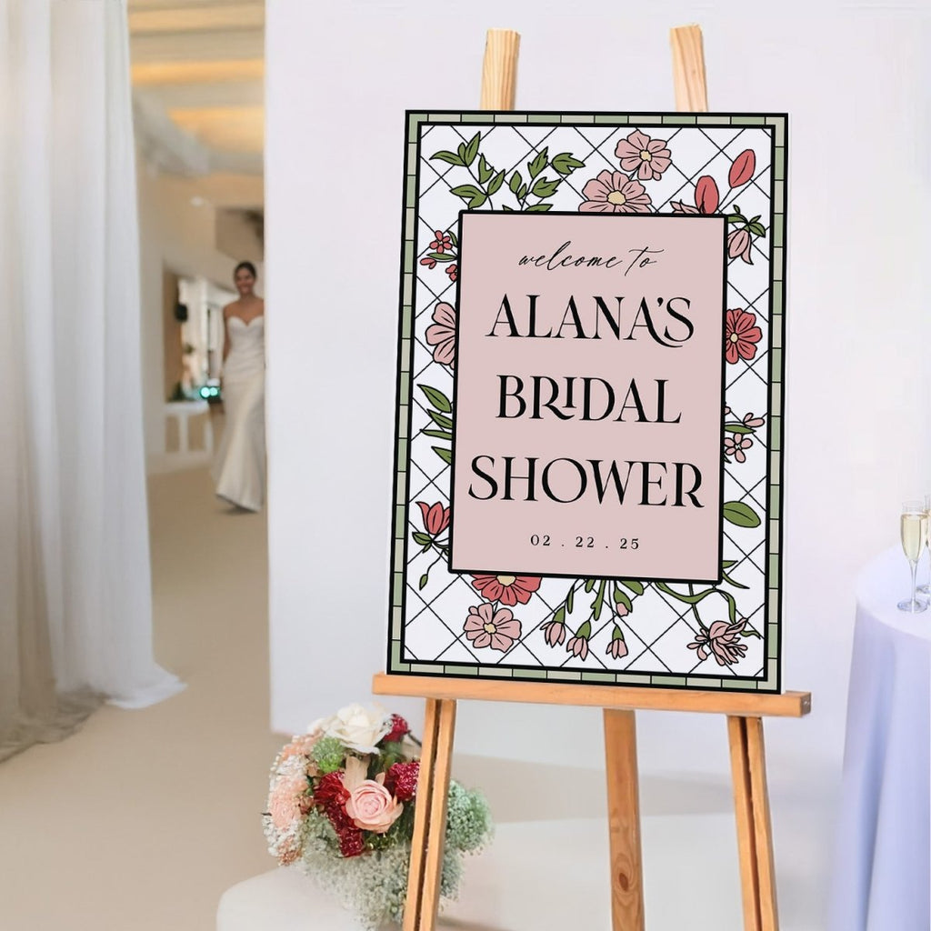 Stain Glass Wildflowers Bridal Shower Sign - SpeedyOrders