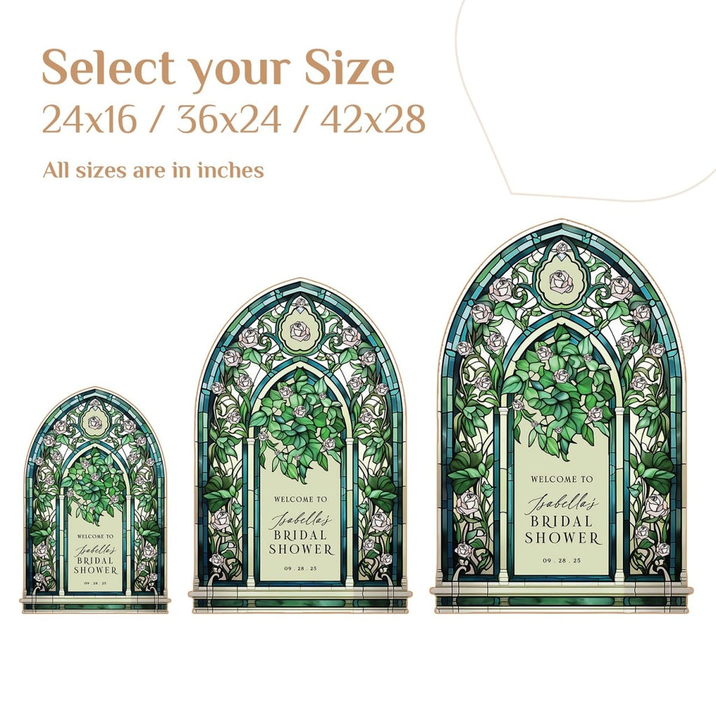 Stained Glass Bridal Shower Sign, Custom Acrylic Green Welcome Sign - SpeedyOrders