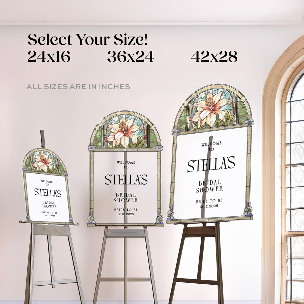 Stained Glass Bridal Shower Sign, Floral Acrylic Bridal Shower Welcome Sign - SpeedyOrders