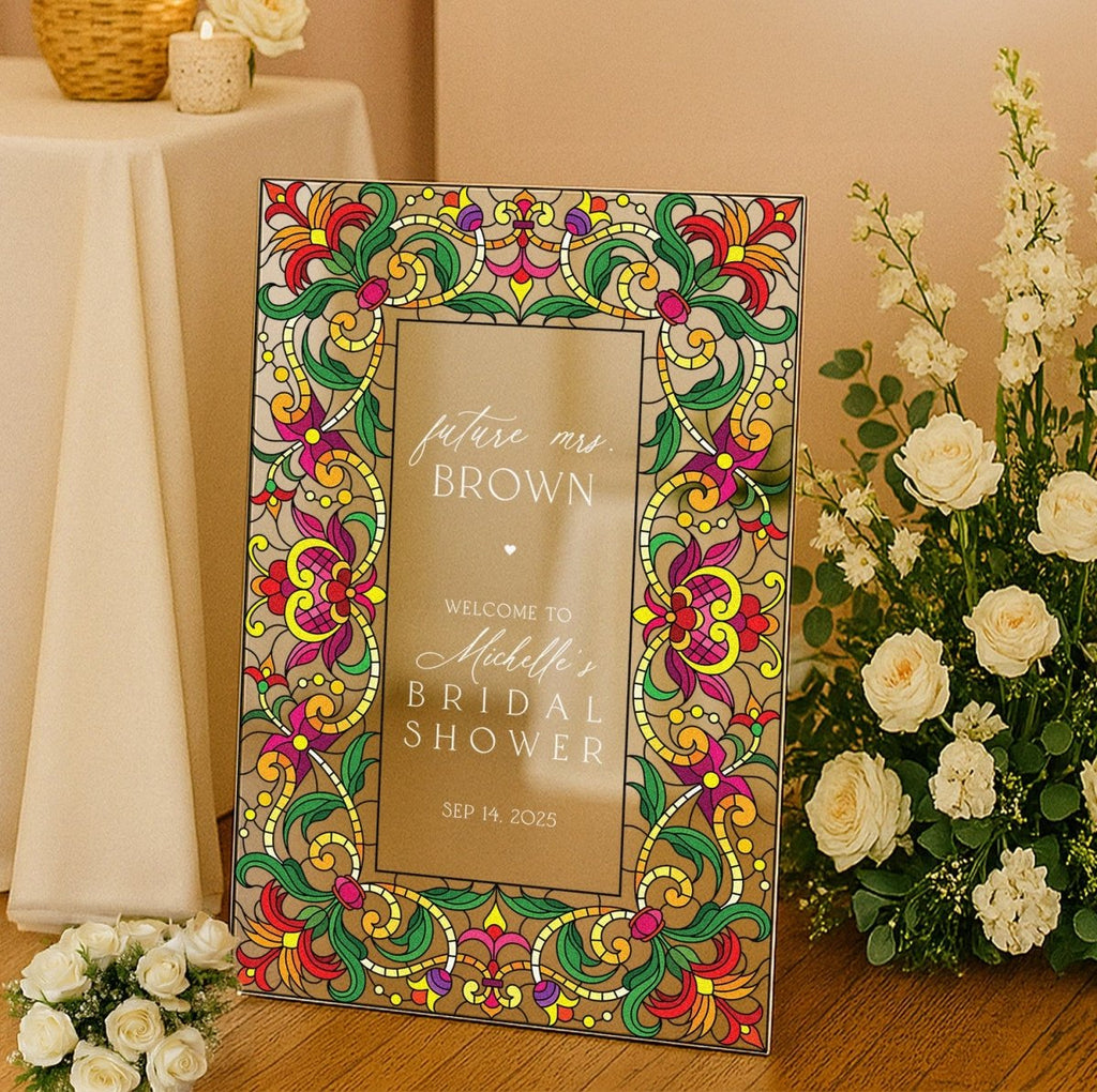 Stained Glass Bridal Shower Sign, Future Mrs Bridal Shower Welcome Sign - SpeedyOrders