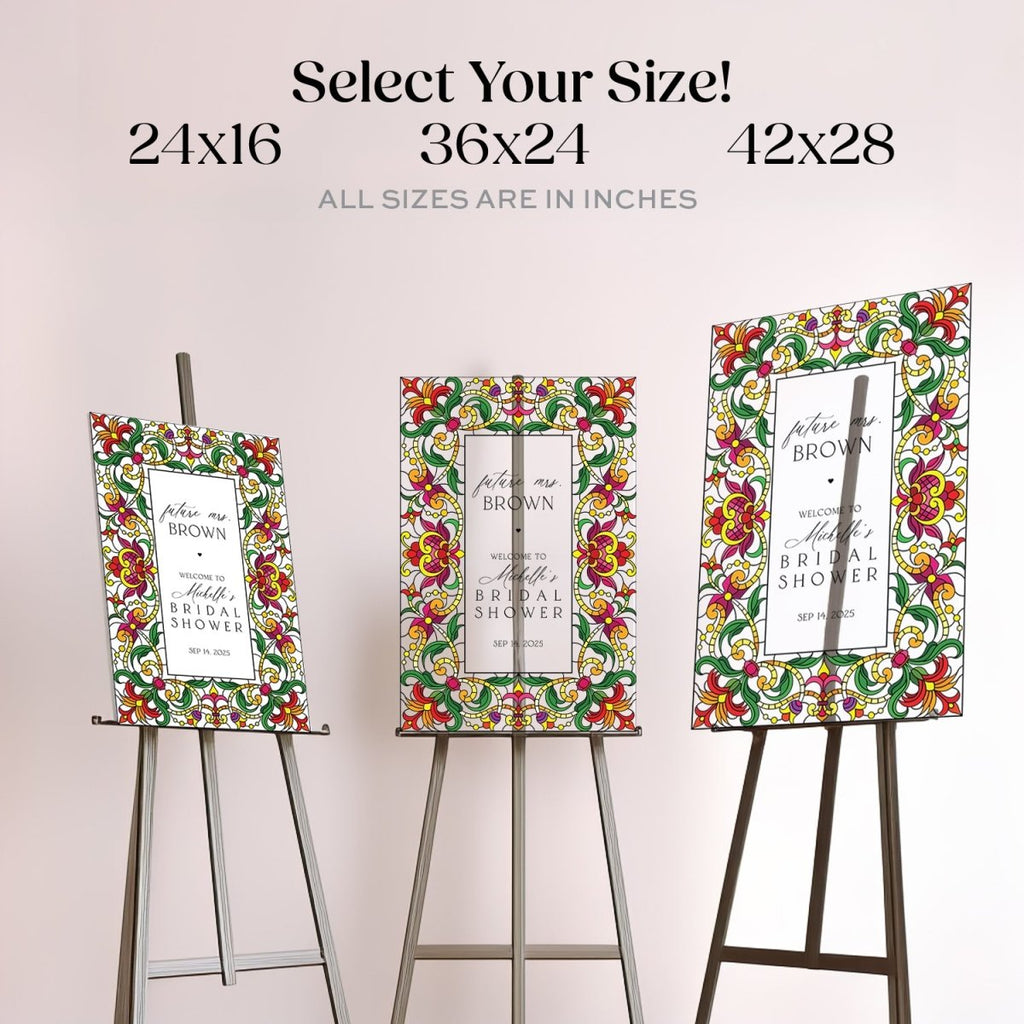Stained Glass Bridal Shower Sign, Future Mrs Bridal Shower Welcome Sign - SpeedyOrders