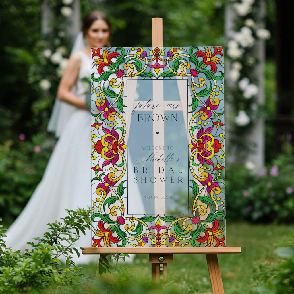 Stained Glass Bridal Shower Sign, Future Mrs Bridal Shower Welcome Sign - SpeedyOrders