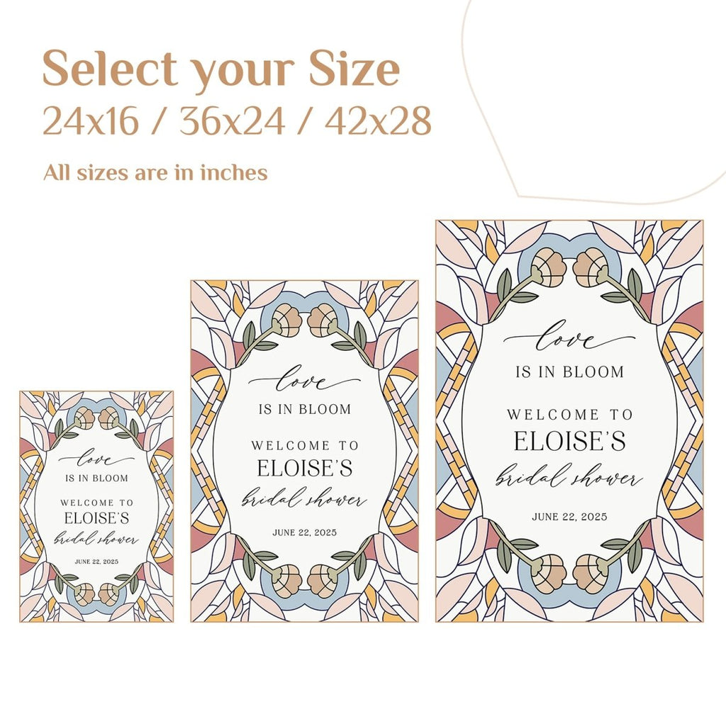 Stained Glass Bridal Shower Sign, Love In Bloom Bridal Shower Welcome Sign - SpeedyOrders