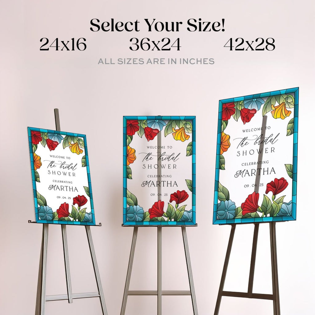 Stained Glass Bridal Shower Sign, Suncatcher Stain Glass Bridal Shower Welcome Sign - SpeedyOrders