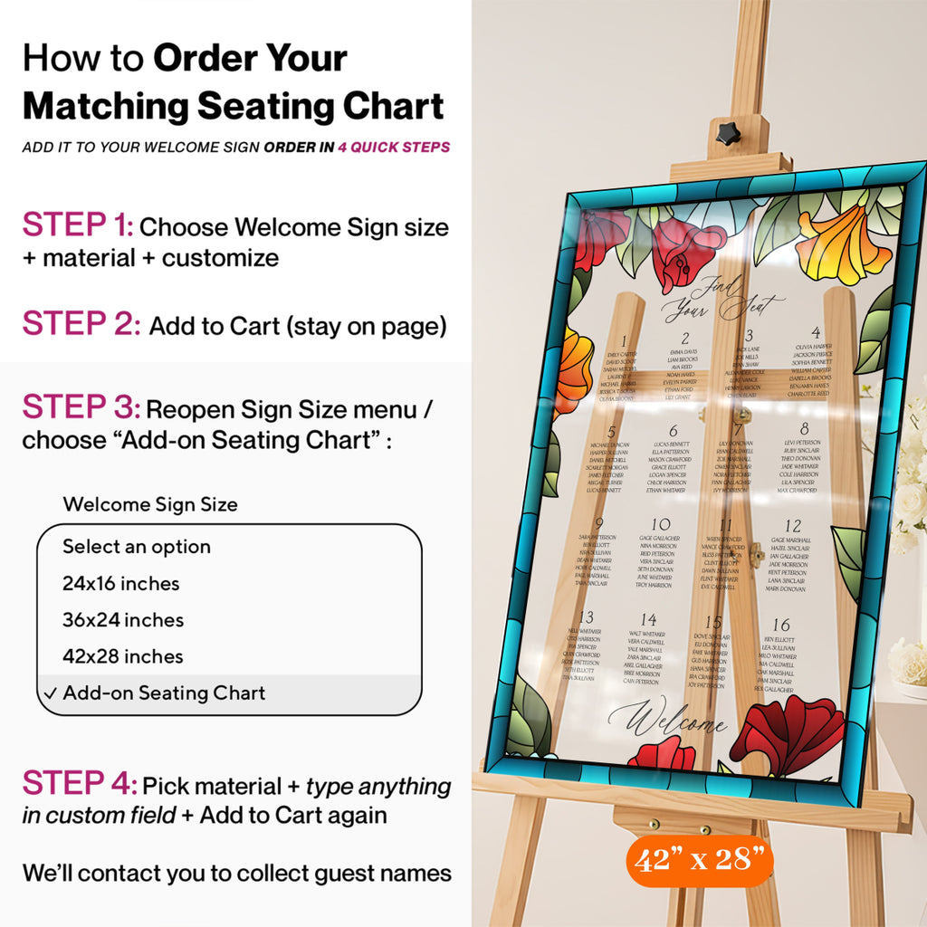 Stained Glass Bridal Shower Sign, Suncatcher Stain Glass Bridal Shower Welcome Sign - SpeedyOrders