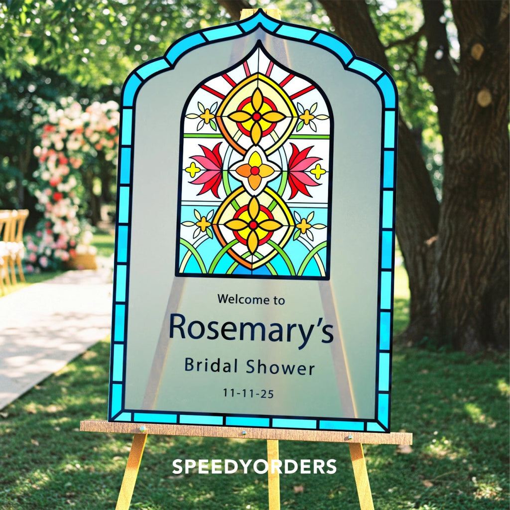 Stained Glass Bridal Shower Welcome Sign, Bridal Shower Welcome Sign - SpeedyOrders
