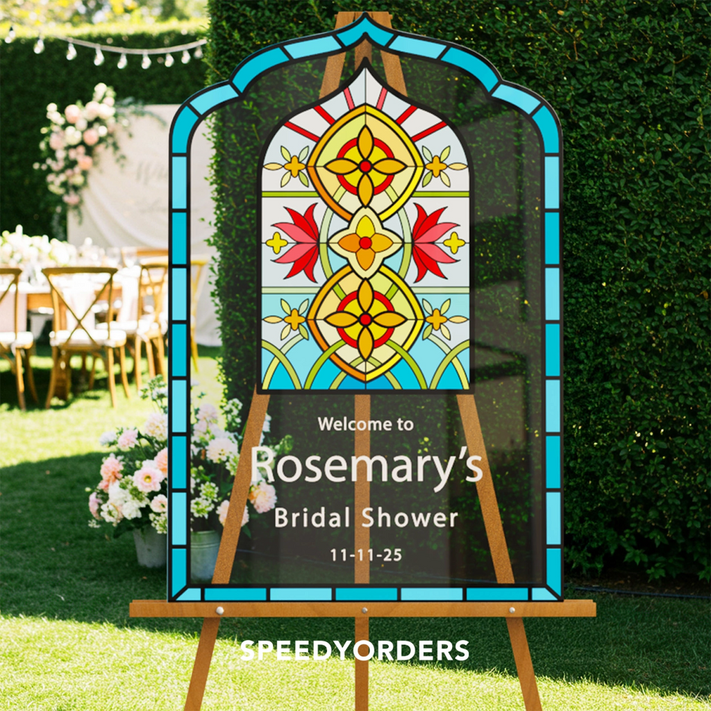 Stained Glass Bridal Shower Welcome Sign, Bridal Shower Welcome Sign - SpeedyOrders