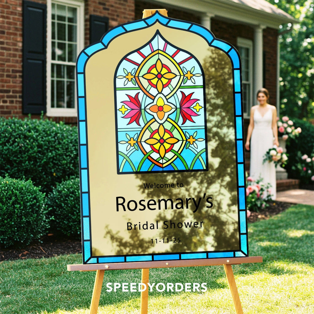 Stained Glass Bridal Shower Welcome Sign, Bridal Shower Welcome Sign - SpeedyOrders