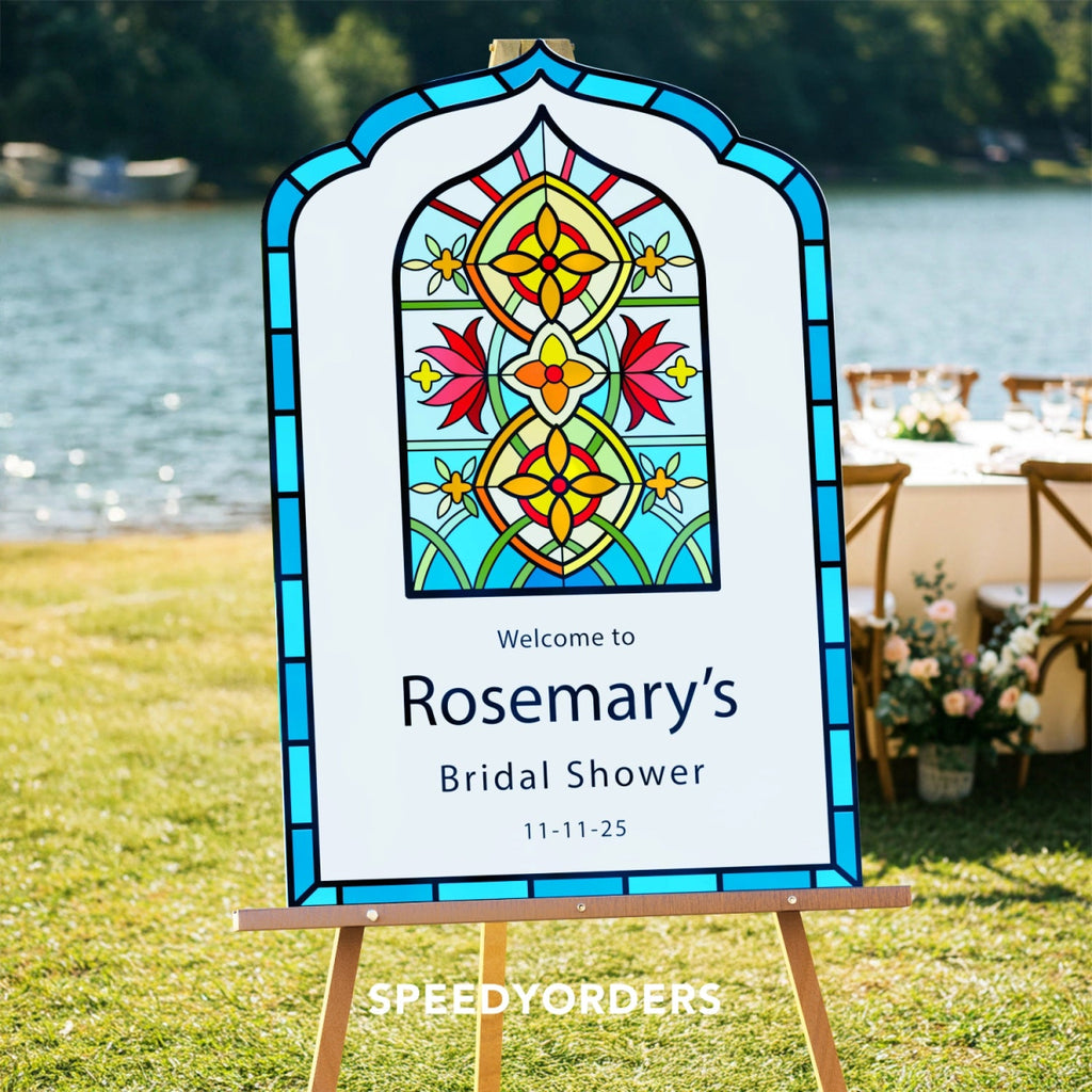 Stained Glass Bridal Shower Welcome Sign, Bridal Shower Welcome Sign - SpeedyOrders