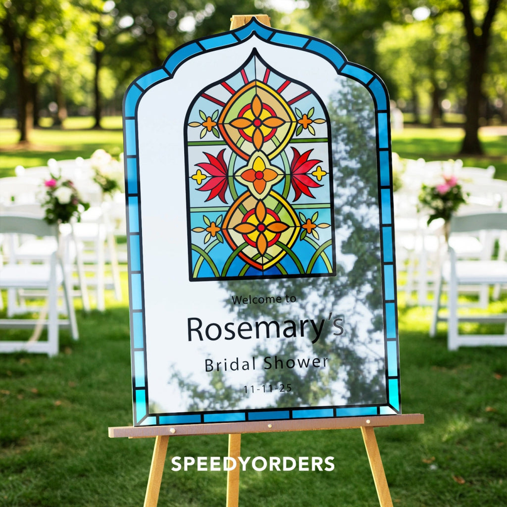 Stained Glass Bridal Shower Welcome Sign, Bridal Shower Welcome Sign - SpeedyOrders