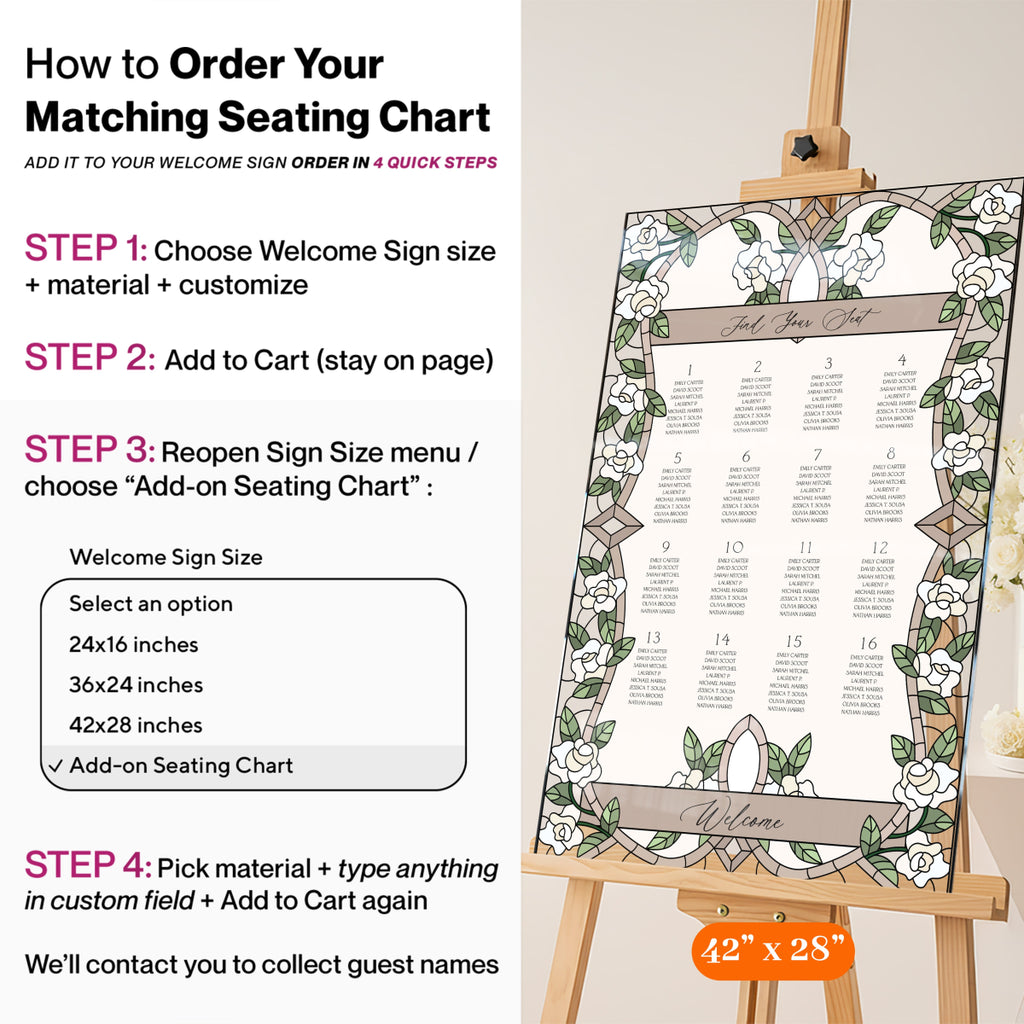 Stained Glass The Night Before Wedding Sign, Wedding Dinner Welcome Sign - SpeedyOrders