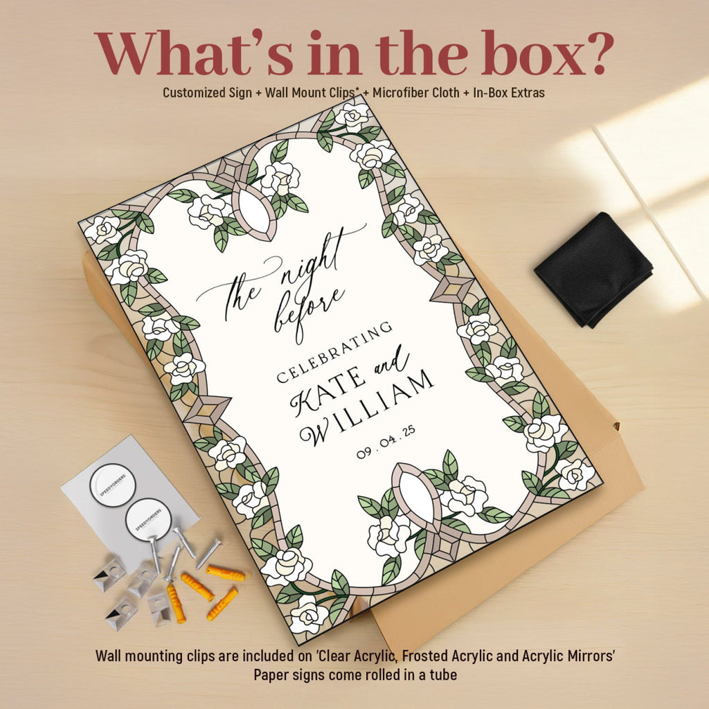 Stained Glass The Night Before Wedding Sign, Wedding Dinner Welcome Sign - SpeedyOrders