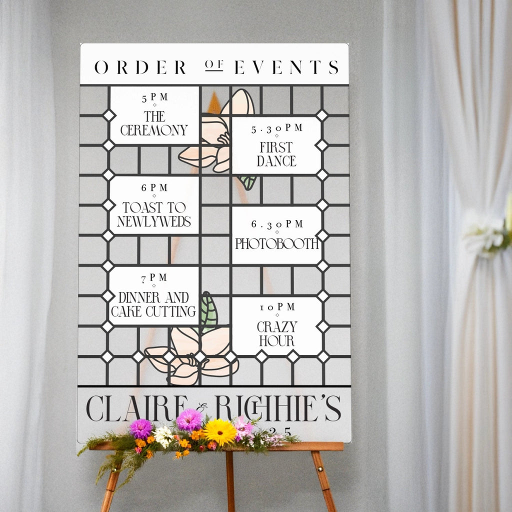 Stained Glass Wedding Bundle Set, Seating Chart, Order Of Events and Table Signs - SpeedyOrders