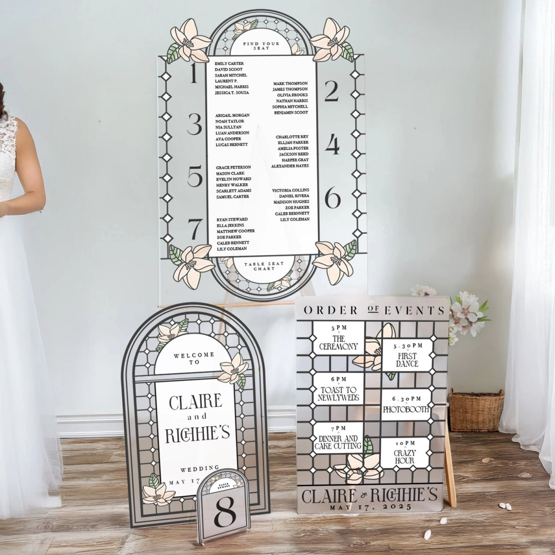 Stained Glass Wedding Bundle Set, Seating Chart, Order Of Events and Table Signs - SpeedyOrders