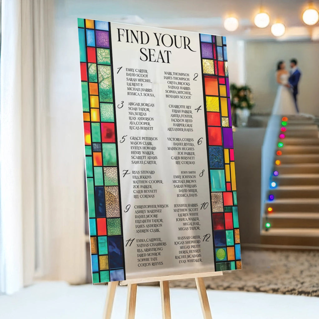 Stained Glass Wedding Bundle Set, Wedding Sign Bundle, Seating Chart, Order Of Events and Table Signs - SpeedyOrders