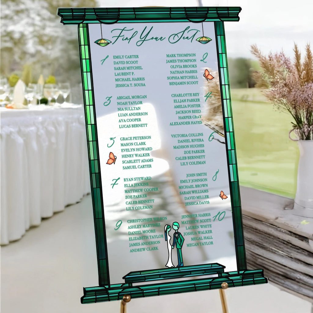 Stained Glass Wedding Bundle Set, Wedding Sign Bundle, Seating Chart, Order Of Events and Table Signs - SpeedyOrders