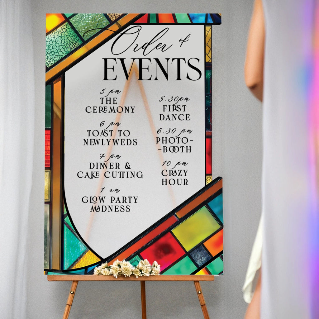 Stained Glass Wedding Bundle Set, Wedding Sign Bundle, Seating Chart, Order Of Events and Table Signs - SpeedyOrders